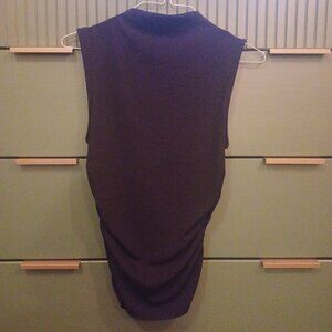 Fitted black tank with mock neck and side ruching